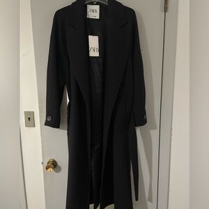 Zara belted wool maxi coat NWT